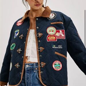 Rare and Sold Out- Free People Farmstead Quilted Utility Jacket with Patches